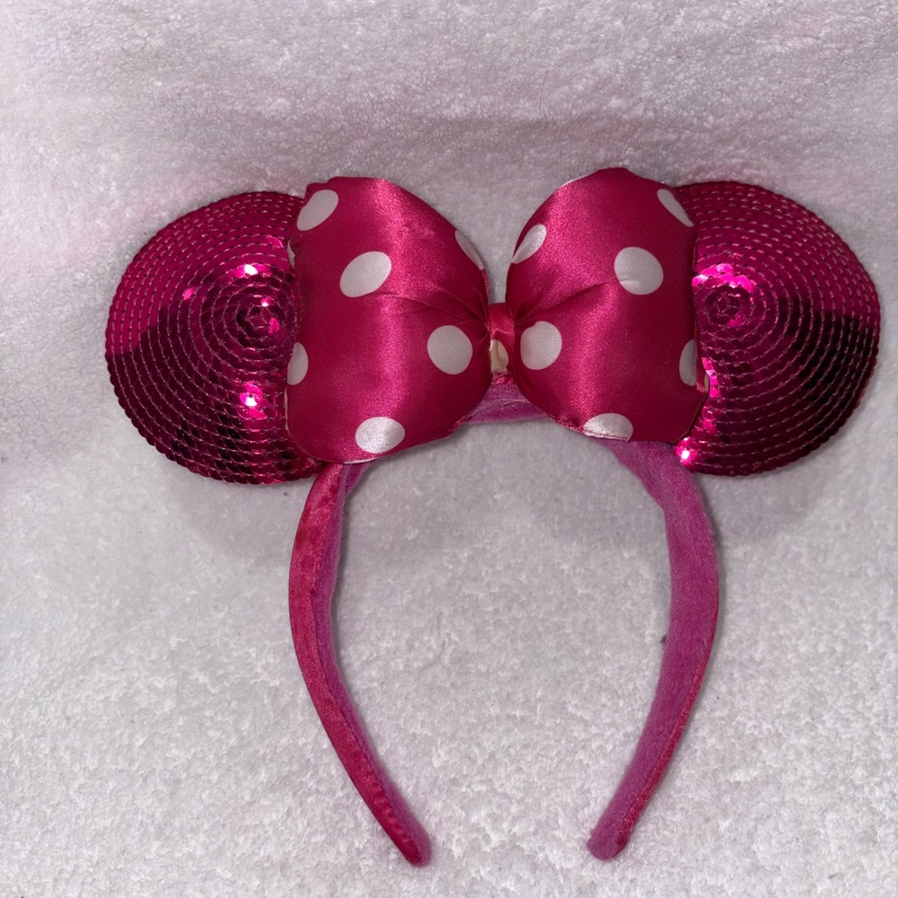 Disney Minnie Mouse Pink Polka Dot Bow Hairband